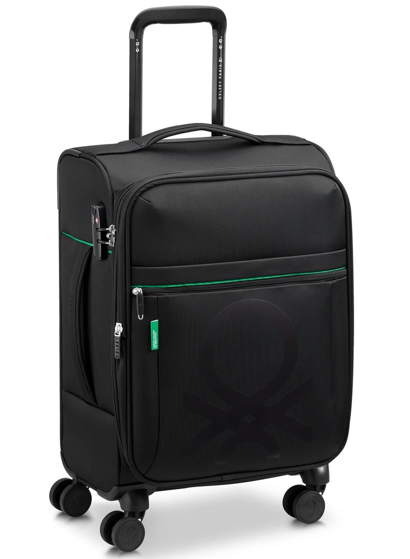 UNITED COLORS OF BENETTON Color Block 55 Cm 4 Double Wheeled Softside Expandable Check-In Luggage Trolley Case - Black - Image 2